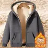 Nova coleção de inverno: Moletom com capuz de fleece estilo Hong Kong para mulheres, com forro e espessura adicionados, apresentando um design estilo boyfriend, capuz e zíper frontal. Moderno e estiloso, disponível como peça única ou conjunto