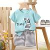 Traje de manga corta para niños, camiseta de algodón para niños, ropa de verano para bebés, pantalones cortos para niñas, ropa de bebé, venta al por mayor de verano