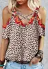 Shopify Amazon Camiseta de Mujer Nueva con Estampado de Leopardo en el Hombro