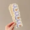Faixa de cabelo de tricô floral com velcro para mulheres, presilha de franja floral doce, faixa de cabelo para arrumar o cabelo, acessório de cabelo estilo pastoral francês