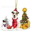 2022 Novo Produto Transfronteiriço Criativo Enfeites de Natal Cachorro Boneco de Neve Presentes de Natal Enfeites de Carro Planos em Acrílico