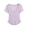 Camiseta de manga corta con hombros descubiertos de las Spice Girls para mujer, Pure Desire, cuello en V grande, corte entallado, color liso, cintura básica, 2025