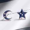 Aretes asimétricos de estrella y luna de plata esterlina 925 con esmalte estrellado, moda japonesa y coreana, innovadores, regalo de joyería para novias