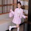 Traje de Estilo Preppy para Niñas Otoño 2025 Nuevo Traje para Niños Conjunto de Dos Piezas Chaqueta Estilo Niña Falda Plisada