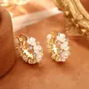 Brincos de Concha Flor de Zircônia Pérola, Brincos Estilo Coreano Fada de Alta Qualidade, Brincos Elegantes, Modernos e Versáteis