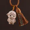 Lindo Llavero Colgante de Oveja Pequeña de Madera de Haya Curativa Encanto Tejida a Mano para Bolso Versátil Regalo del Año de la Oveja del Zodiaco