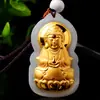 Colgante de Buda Guanyin de jade incrustado en oro de jade incrustado en oro para hombre Colgante de Buda Guanyin de Jade Hetian para mujer Colgante de Buda Sonriente de jade al por mayor