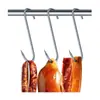 Ganchos para carne curada de acero inoxidable sólido, forma de S, engrosados, para colgar salchichas, pato asado y res; ganchos puntiagudos para carnes asadas al por mayor.