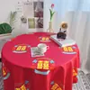 Mantel Rojo al Por Mayor de Fábrica con Palabras Felices Boda Boda Tela Roja Mesa de Comedor Mesa de Café Mantel Rectangular