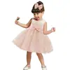Liquidación a toda costaVestido rosa de moda para niñas con encaje de malla, vestido de princesa para niñas pequeñas