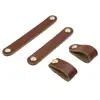 Manija de Cuero para Puerta de Gabinete de Muebles, Manija de Cuero para Maleta, Manija de Cajón de Gabinete, Manija de Gabinete de Cuero Marrón-Negro