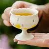 Taza de té de cerámica pintada a mano con base alta, Taza de té Shunshun Lili, Juego de té Kung Fu, Taza de té personal para el anfitrión