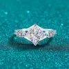 Xin De Yi Anel de Prata Esterlina S925 com Moissanita Feminino Geométrico Quadrado Princesa Temperamento Exquisito Sensação de Alta Classe