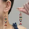 Pendientes de Diseño Nuevo Creativo Transfronterizos de Esmalte Borgoña con Goteo de Aceite de Pez Pendientes Turquesas Personalizados de Moda para Mujer
