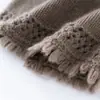Gorro de lana de cachemir y mezcla de lana hueco y grueso para adulto, gorro de lana tejido informal estilo coreano con borla de alta gama