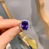 Anillo de cuatro colores morado, azul zafiro, rojo corindón, verde esmeralda, azul palma, estilo europeo y americano, de moda, nuevo deseo transfronterizo para mujer 2023