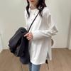Camisa Base de Veludo Branco Feminina Manga Longa 2024 Nova Gola Redonda Solta Manga Longa Interna Cor Lisa Efeito Emagrecedor Top