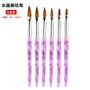 Set de Pinceles para Manicura de Fabricante de 6 Piezas Varilla con Patrón Acrílico Pluma de Cristal Set de Pinceles para Esculpir 2 # -12 #