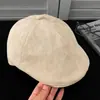 Gorra de ante para mujer con visera hacia adelante, sombrero tipo boina de newsboy británico a la moda vintage de otoño para cabeza grande, hace que la cara se vea más pequeña