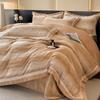 Conjunto de Cama de Veludo Leite Classe A, Quatro Peças, Combinação Dupla de Veludo Pelo de Coelho Cor Sólida Novo Modelo 2026, Capa de Edredom de Veludo Bordada, Lençol de Elástico, Lençol de Cama