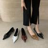 Zapatos de tacón alto con punta abierta para mujer, novedad de verano 2024, de piel suave y con tacón bajo y puntiagudo.