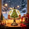 Nuevo producto transfronterizo: Árbol de Navidad Tiffany Vintage, luz ambiental festiva de mesa, lámpara de mesa de decoración navideña para el hogar