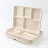 Bandeja Desechable Biodegradable de Cinco Compartimentos, Caja para Comida, Plato para Cena Anti-Olor, Plato Plano, Plato de Papel, Lonchera Ecológica