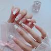 Unhas Portáteis Xiaohongshu, Pontas de Unha Estilo Francês de Comprimento Médio Cor Branca Leite em Formato de Coração, Adesivos de Unha Estilo Doce Atacado, Exquisite