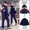 Jaqueta três em um outono e inverno uniforme escolar roupas de jardim de infância crianças médias e grandes roupas de classe espessadas escola primária estudante esportes top