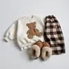 Ropa Nueva de Otoño 2025 para Niños y Niñas, Sudadera Casual Holgada de Manga Larga con Forro Polar de Dibujos Animados de Osos para Niños