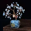 Árvore da Fortuna de Cristal Natural Cascalho de Cristal Árvore da Fortuna Base de Tigela de Diamante Moedas de Liga Árvore de Cristal Enfeites de Mesa
