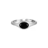 Anel de Ágata Preto Fosco 916 Estilo Minimalista Prata Esterlina S925 Personalidade de Nicho Ins Tendência Cool Anel Aberto de Prata Escovada