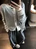 25 Nuevos Productos de Otoño e Invierno Cárdigan 100% Lana Pura para Mujer Cuello Redondo Color Contrastante Diseño Perezoso Chaqueta Suéter Top de Moda