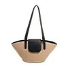 Bolso tejido de paja estilo europeo y americano bolso de mano tejido de hierba acuática bolsa para fotografía de vacaciones en la playa cesta de verduras bolso de mujer bandolera transfronteriza