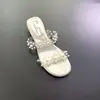 Chinelos Transparentes com Abertura nos Dedos e Pérolas para Mulheres, Calçado de Verão, Novo Estilo 2026, Combinam com Saias, Estilo de Fada, Sandálias Deslumbrantes para Mulheres