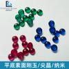 Atacado sintético vermelho coríndon azul cristal afiado verde nano gema pedra nua base plana redonda simples transparente jóia incrustada