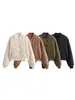 Comercio Exterior Transfronterizo Spot Invierno 2025 Chaqueta Corta de Algodón con Cuello Redondo para Mujer Chaqueta Bomber para Mujer