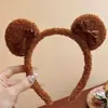 Faixa de cabeça de pelúcia fofa de desenho animado para lavar o rosto de mulheres, acessório de cabelo para outono e inverno, faixa de cabeça de coroa alta, antiderrapante, grampo de cabelo que não cai