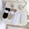 Calcetines Ocultos de Tiras con Lazo para Mujer, Calcetines de Malla Hueca Finos de Verano Estilo Ballet Lolita, Calcetines Invisible Antideslizantes