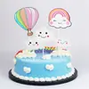 Pastel de Cumpleaños de Globo Aerostático Estéreo Adornos Decorativos Nubes de Malvavisco de Felpa Bandera para Pastel de Mesa de Postres