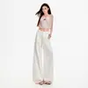 26 Jeans Nuevos de Moda para Mujer Pierna Ancha Estilo Americano Color Sólido Plisado Caída Adelgazante Suelto Soporte Dropshipping