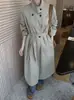 Tallas actualizadas disponibles: Gabardina versátil de otoño e invierno estilo coreano chic para mujer, con cuello alto abotonado, corte holgado, longitud media