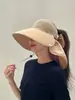 Chapéu de Pescador com Aba Larga para Cobrir o Rosto para Mulheres, Chapéu de Sol de Verão, Chapéu de Palha Versátil para Proteção Solar em Viagens, Estilo Novo Fino