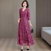 Vestido de Banquete de Boda para Madre Rojo Rosa para Mujer 2025 Nuevo Primavera y Verano Vestido de Boda para Joven Suegra Vestido de Boda