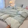 Conjunto de Roupa de Cama Classe A Quatro Peças Algodão Lavado Algodão Puro Fio de Camada Dupla Capa de Edredom Lençóis de Cama Verão Cama Lençóis de Cama Dormitório Três Peças