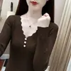 Camiseta base de terciopelo acanalado con cuello en V para mujer, adecuada para primavera, otoño e invierno, camiseta de manga larga, elegante, ajustada, top cálido, talla única