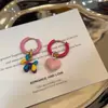 Coreia do Sul Dongdaemun Balão de Amor Colorido com Esmalte Orelha de Cachorro Fivela Brincos Doces Coração de Menina Brincos Texturizados
