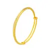 Pulsera brazalete redonda europea con acabado arenado dorado, Pulsera de barra redonda chapada en oro de latón, Pulsera de mujer imitación oro chapada en oro vietnamita