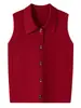Nuevo Chaleco sin Mangas con Cuello de Polo Otoño e Invierno Chaleco de Suéter de Cachemira Chaleco de Suéter Tejido Versátil Cardigan