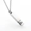 Venta Caliente de Moda y Sencillo Acero Inoxidable Pulido Abrible Columna Cuadrada Diamante Botella de Perfume Colgante Cenizas Collar Conmemorativo